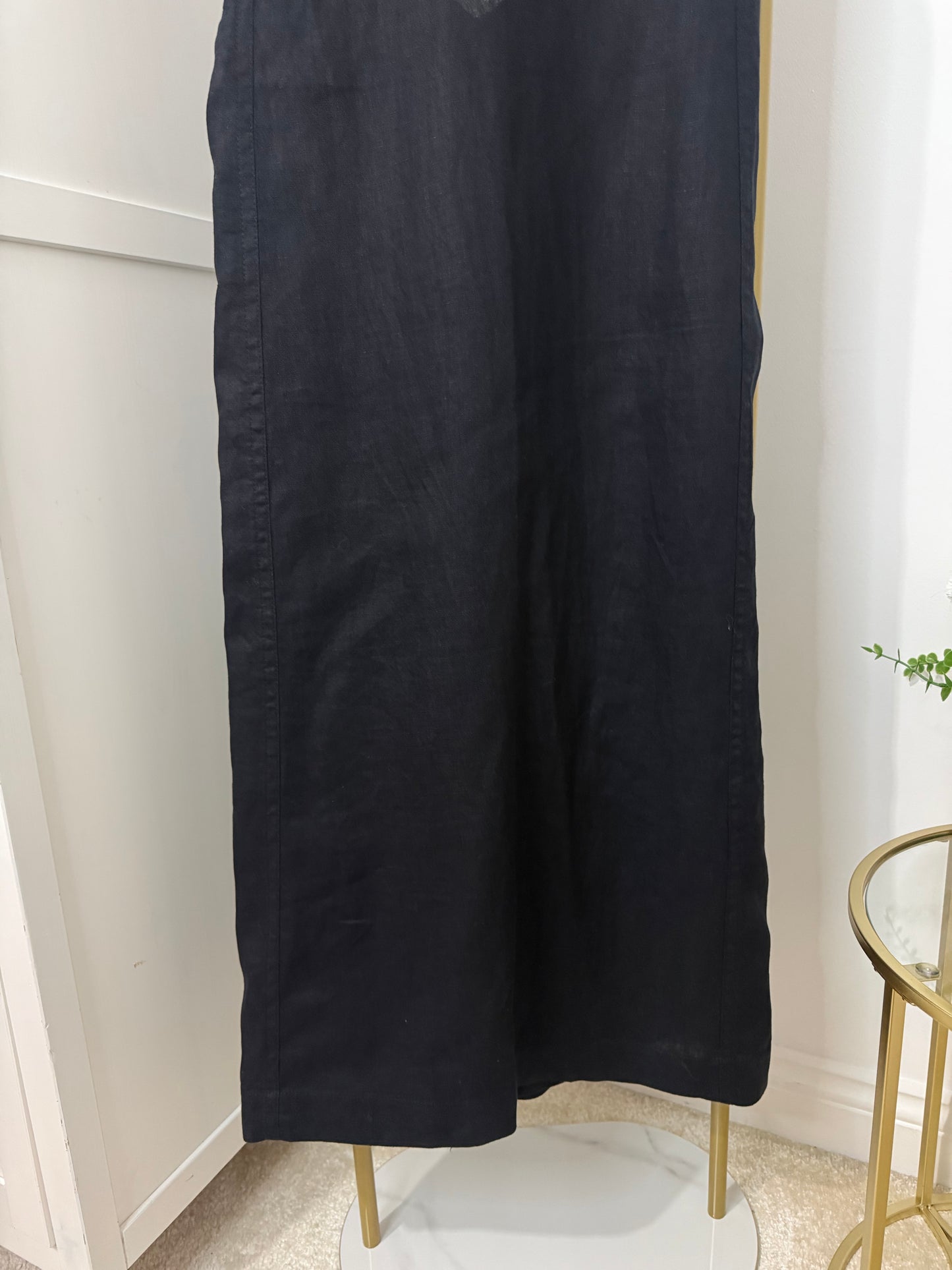Black linen midi dress