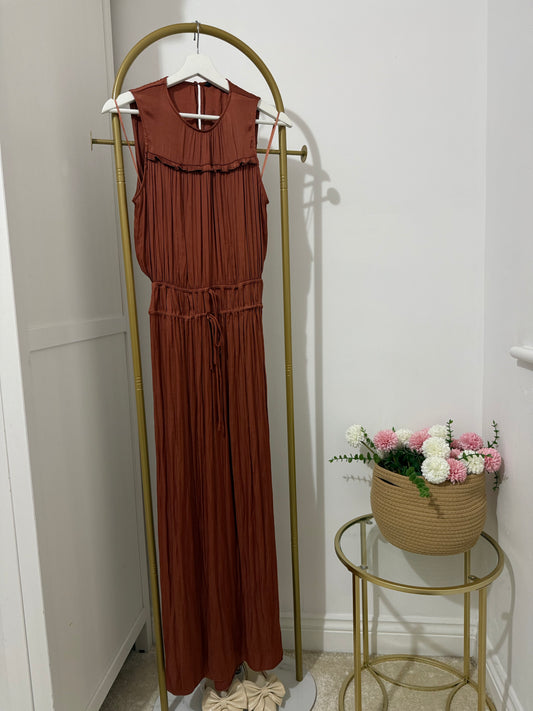 Zara brown satin midi dress