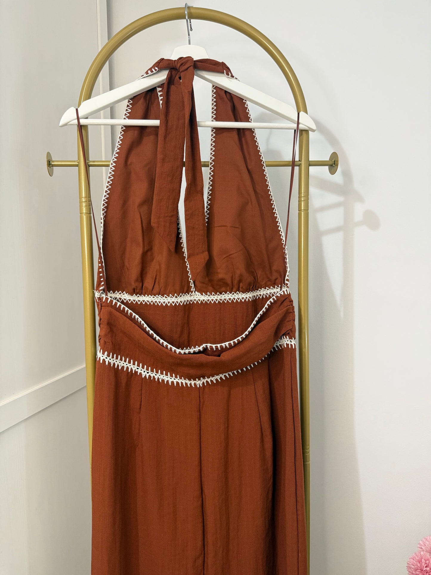 Zara brown halter neck midi dress 8741/048