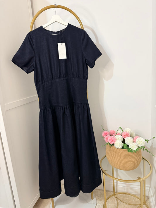 Zara blue denim midi dress