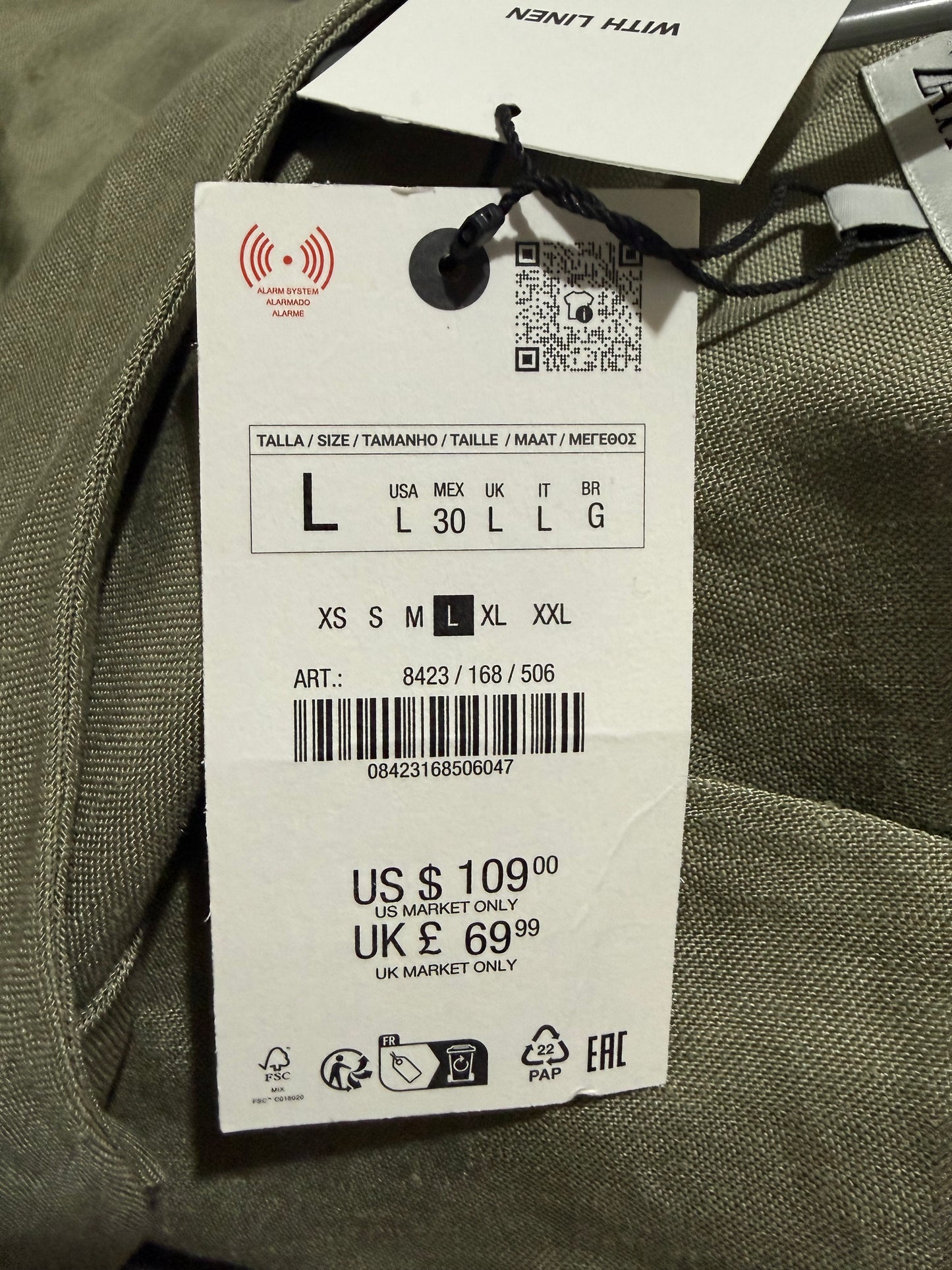 Zara khaki sleeveless midi dress