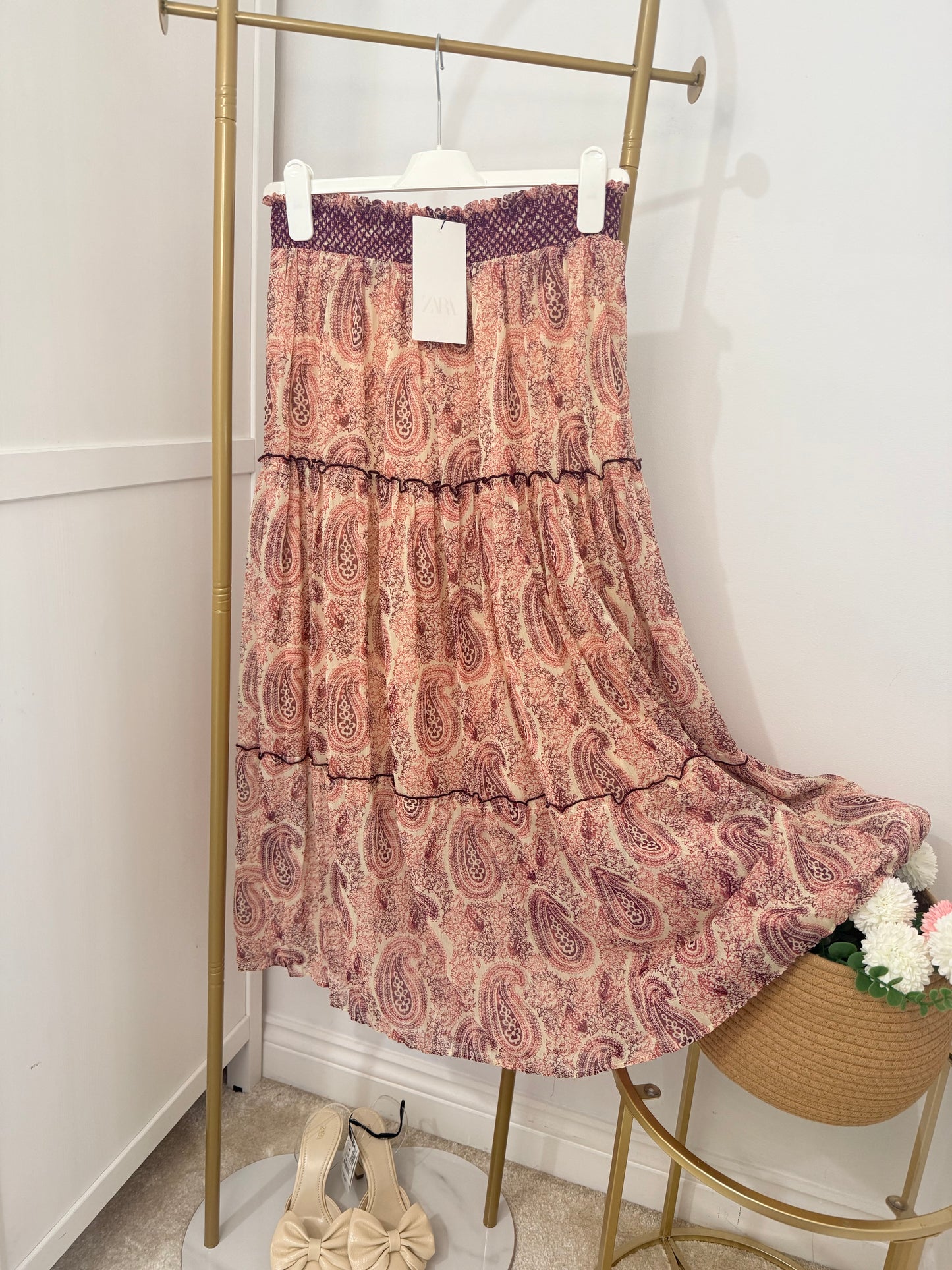 Zara printed midi skirt