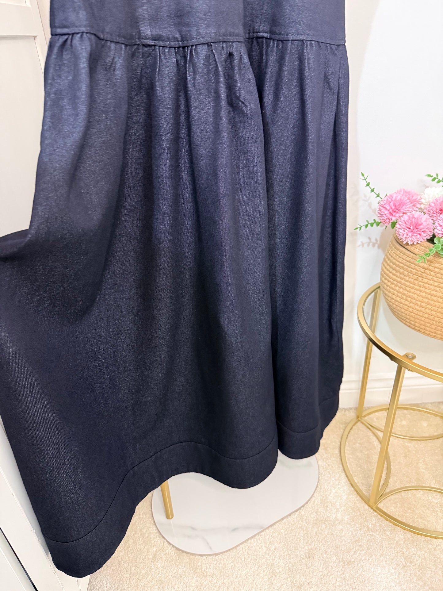 Zara blue denim midi dress