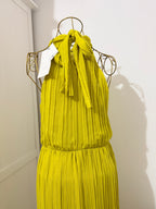 Lime Pleated Sleeveless Midi Dress