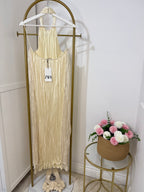 Satin Wrinkle Cream Midi Dress
