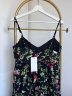 Black Floral Embroidered Sleeveless Midi Dress