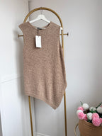     Zara beige sleeveless knit top with asymmetric hem
