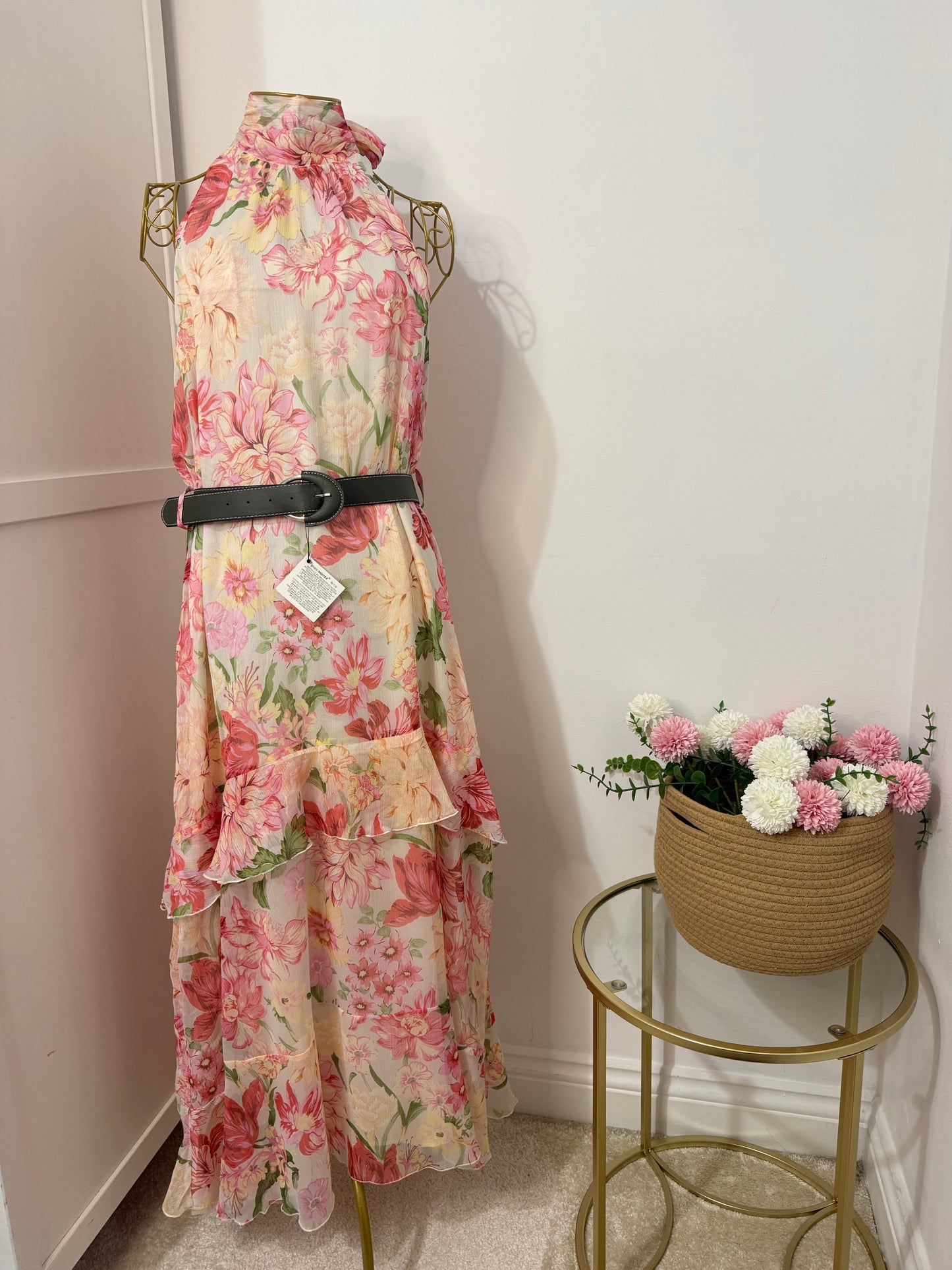 Zara floral belted midi dress 3713/359