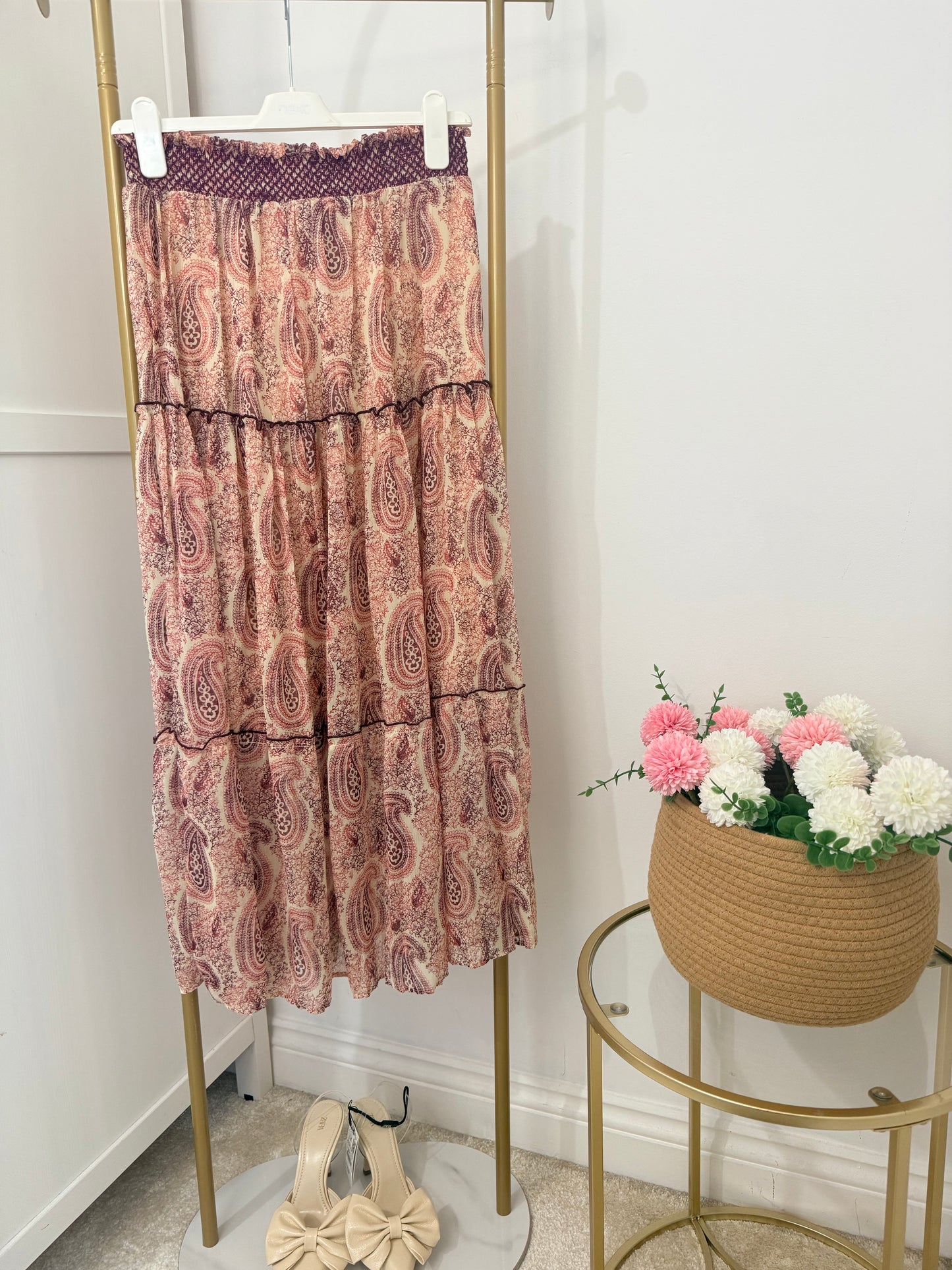 Zara printed midi skirt