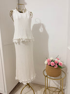 White Co Ord Set Top and Skirt