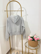     Zara grey hooded knit cardigan back view