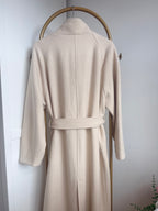     Zara cream belted wool blend long coat back view