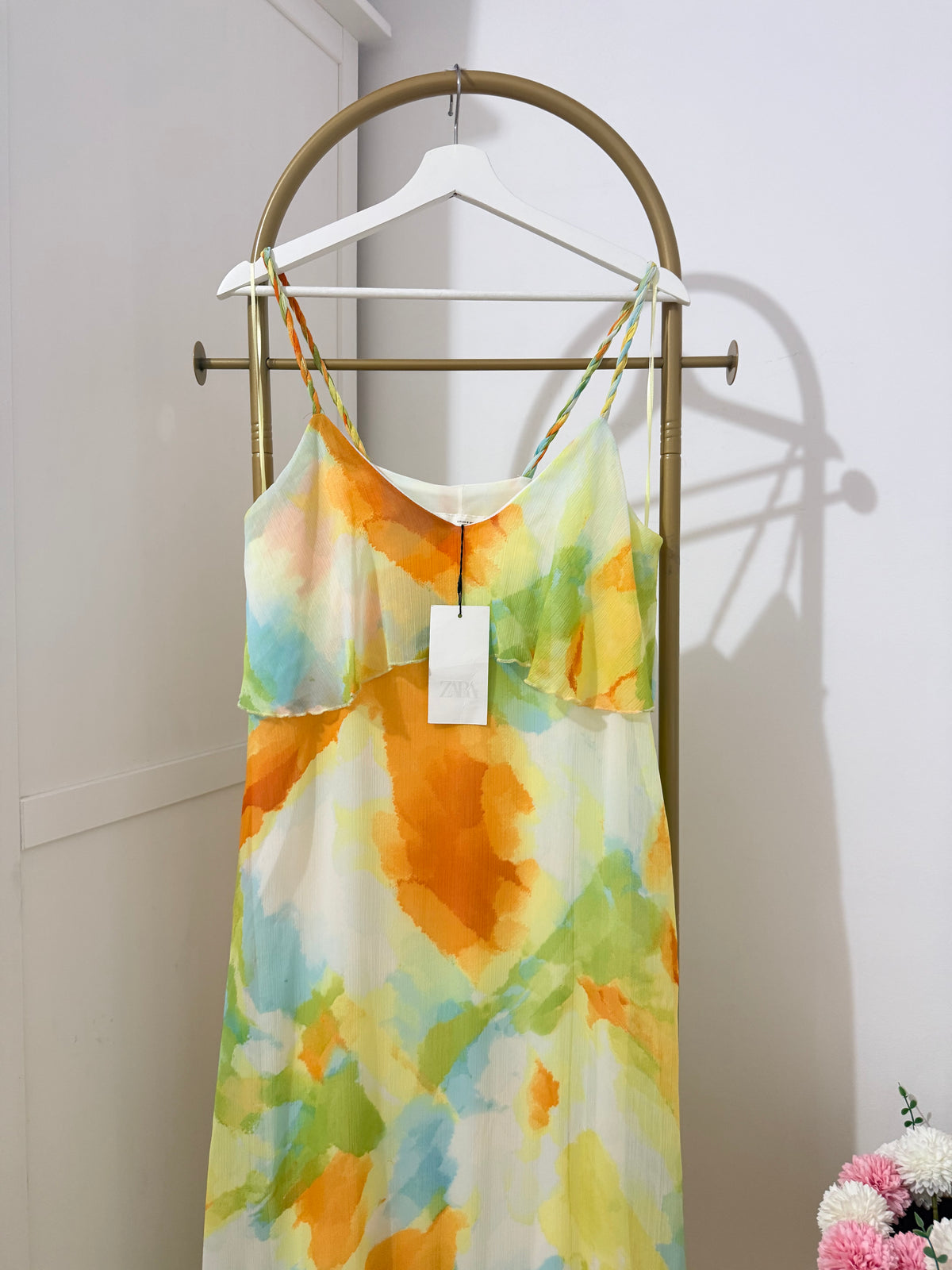 Printed Sleeveless Ruffle Midi Dress