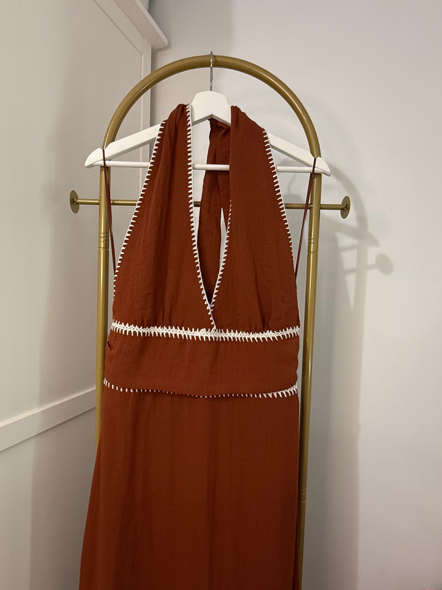 Zara brown halter neck midi dress 8741/048