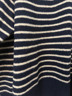    Zara navy and beige striped knit jumper fabric close-up
