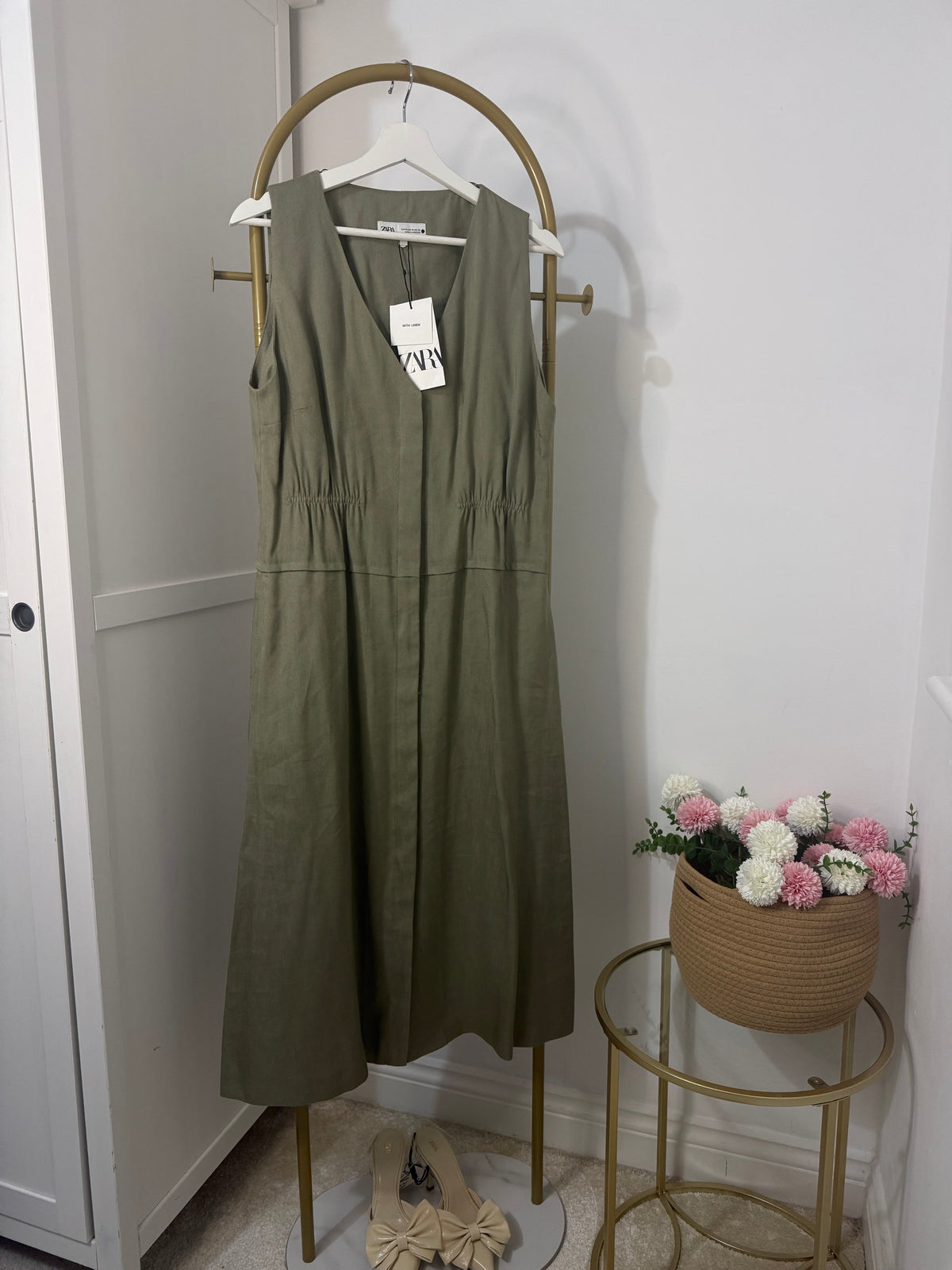 Zara Khaki Shirt Midi Dress 8423/168
