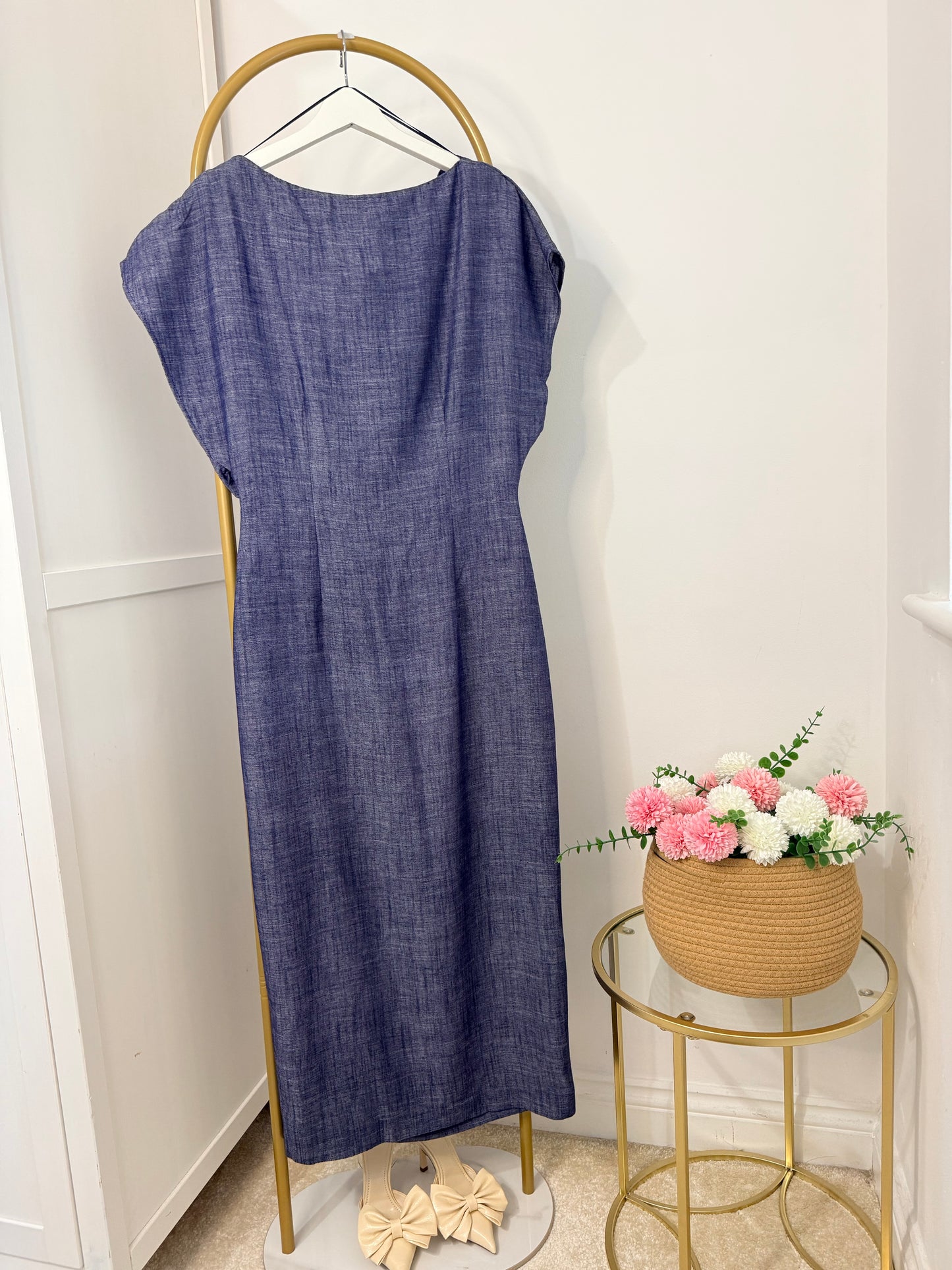 Zara blue short sleeves midi dress 3720/787
