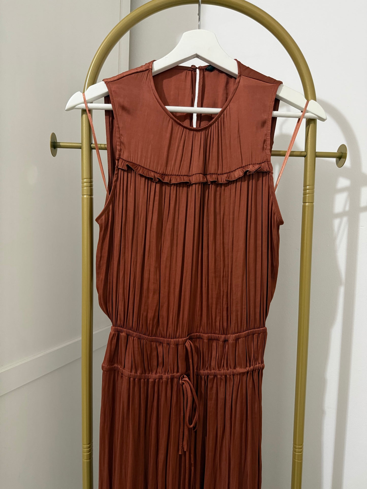 Zara brown satin midi dress