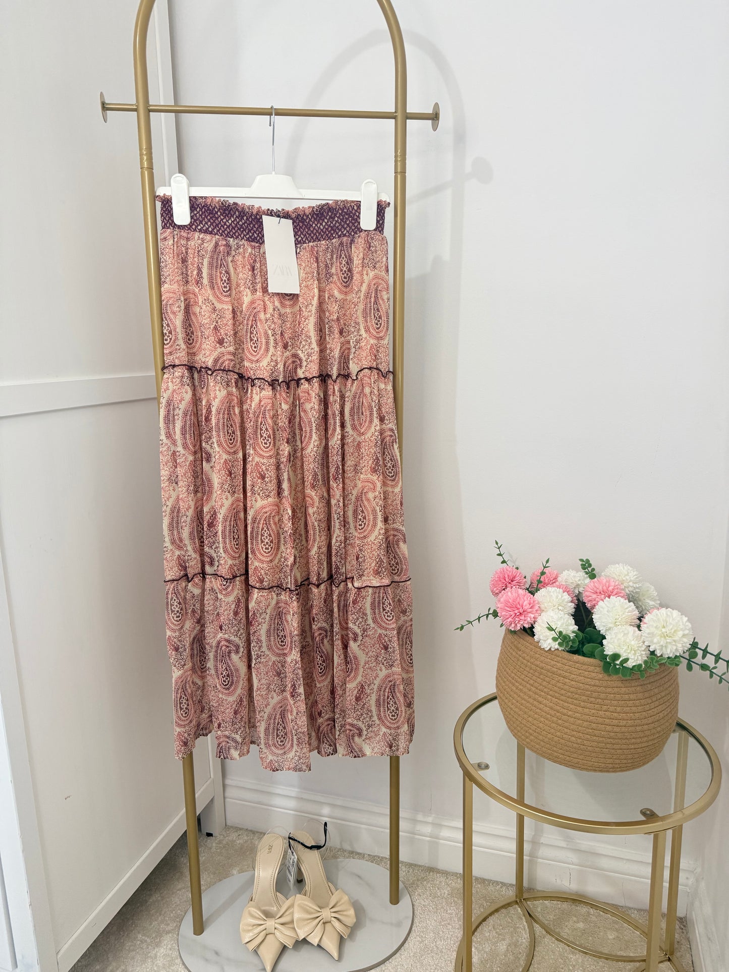 Zara printed midi skirt