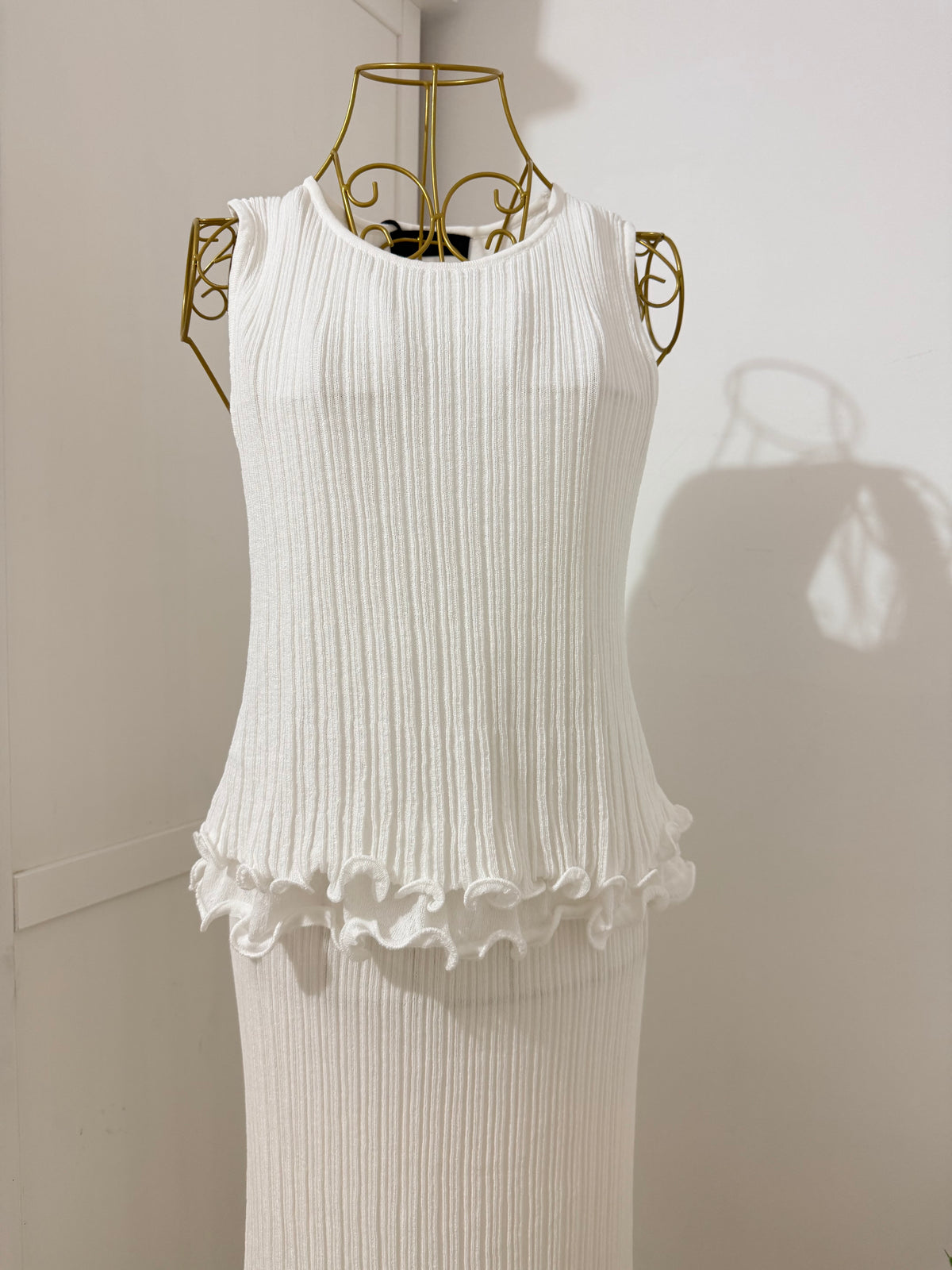 White Co Ord Set Top and Skirt