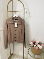     Zara beige long sleeve knit cardigan front view