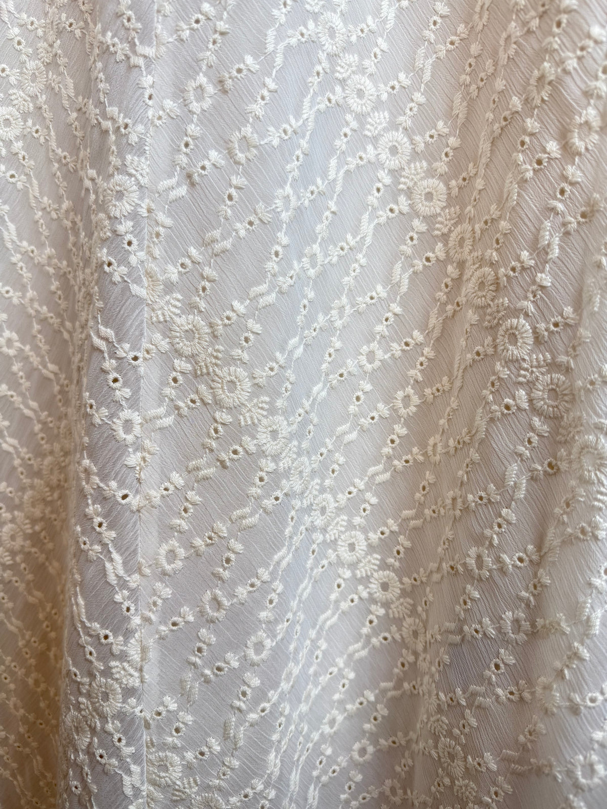 Cream Embroidered Sleeveless Midi Dress