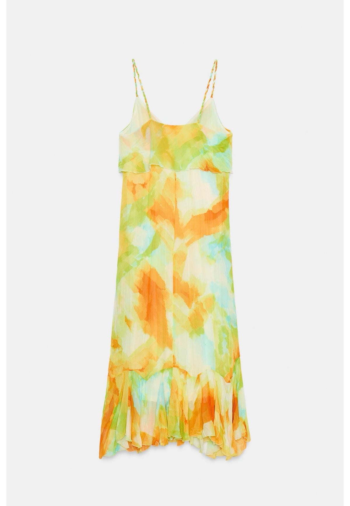 Printed Sleeveless Ruffle Midi Dress