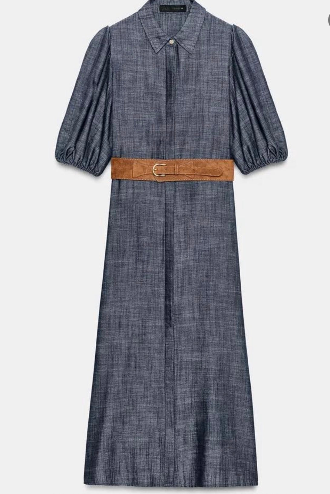 Zara blue short sleeves linen shirt dress 4745/031