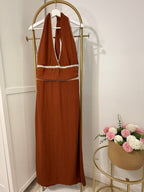 Zara brown halter neck midi dress 8741/048