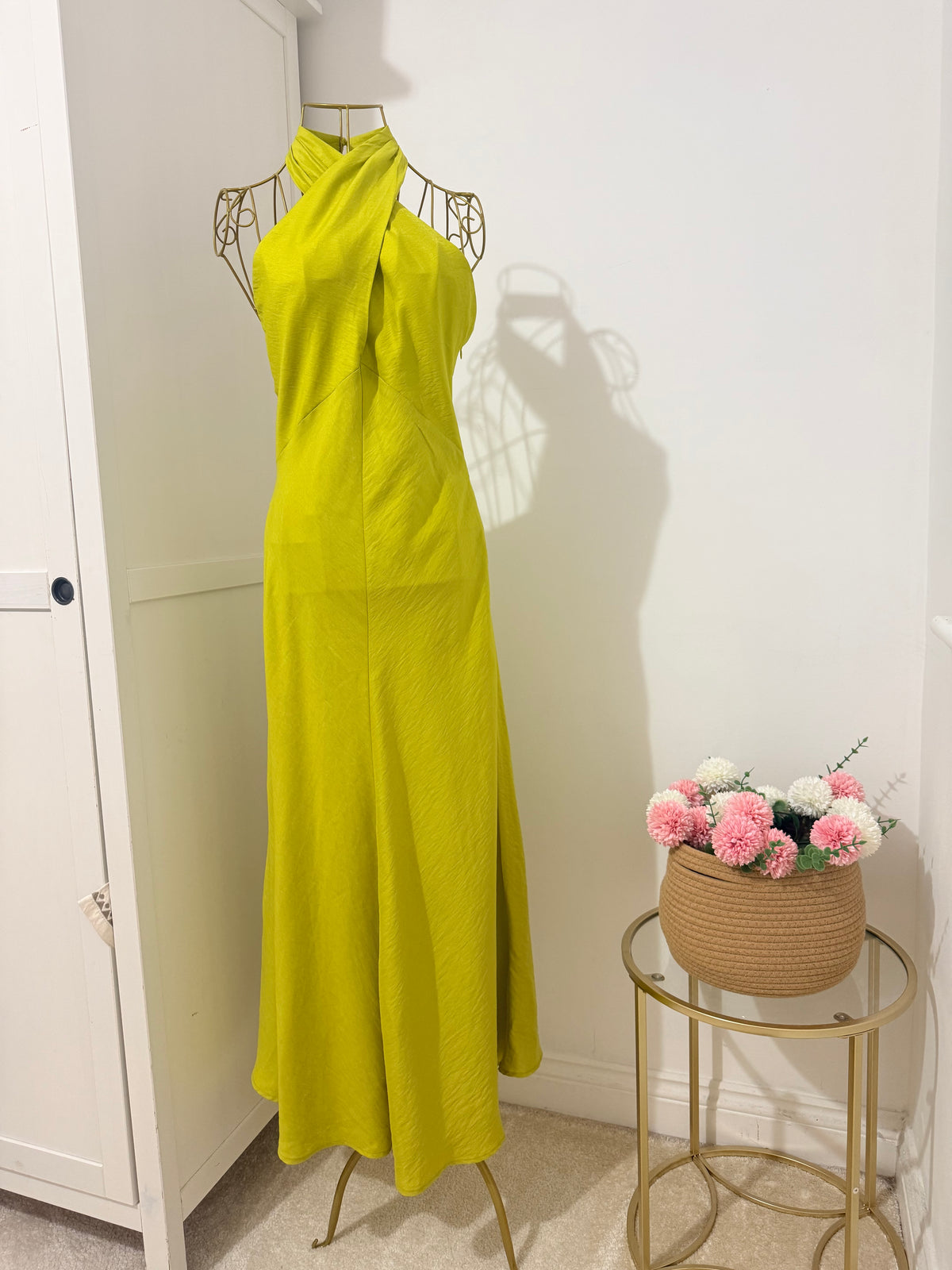Lime Halter Neck Midi Dress