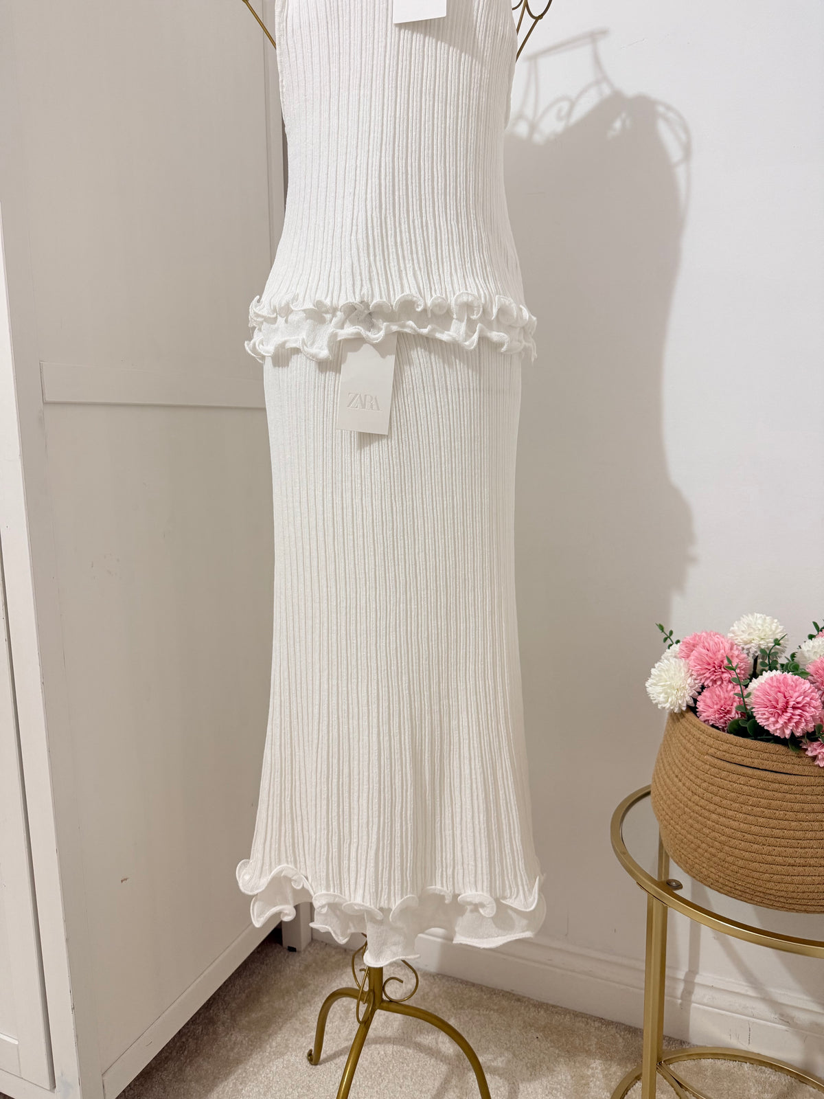 White Co Ord Set Top and Skirt
