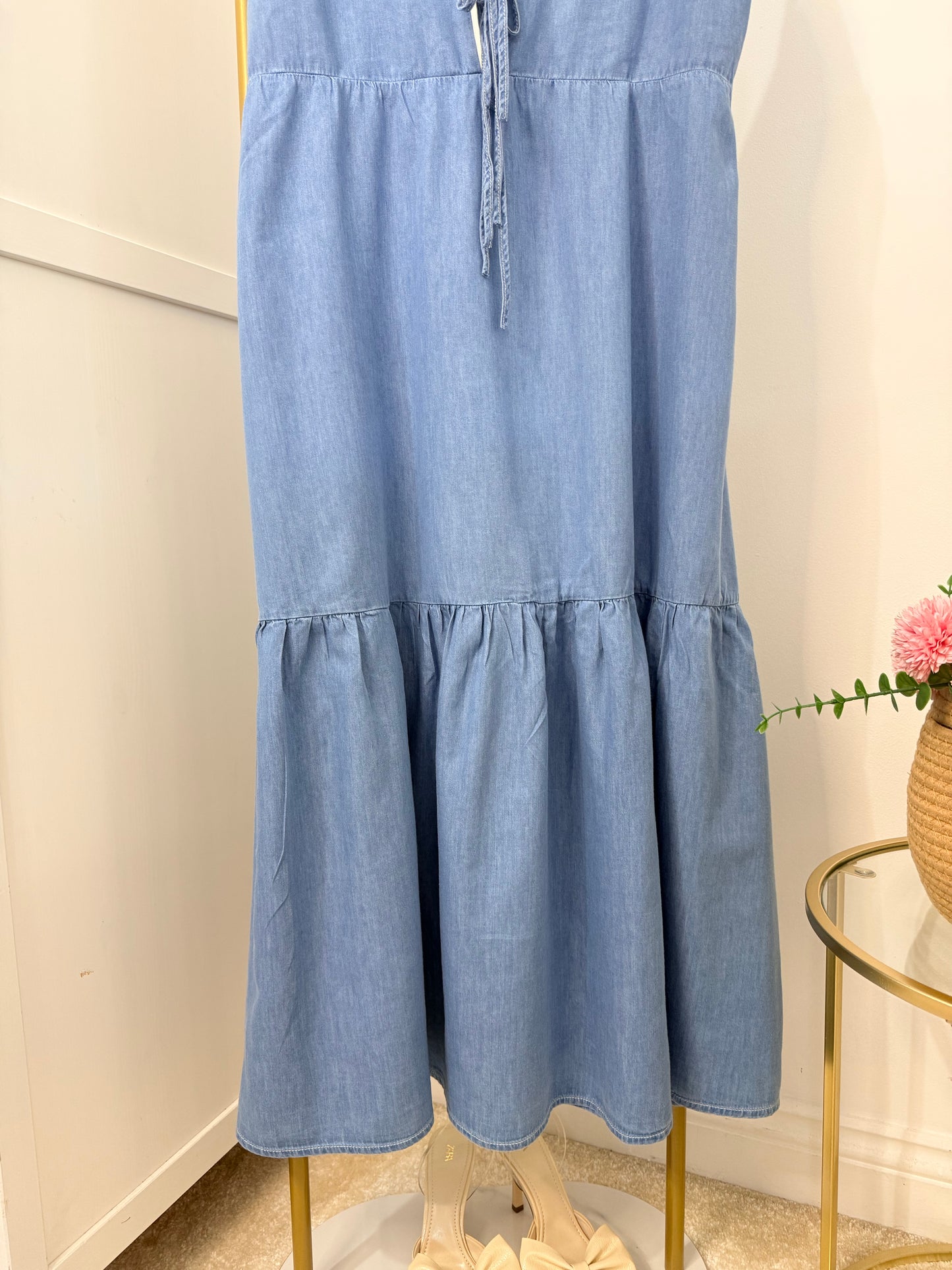 Zara blue denim midi dress 7484/083