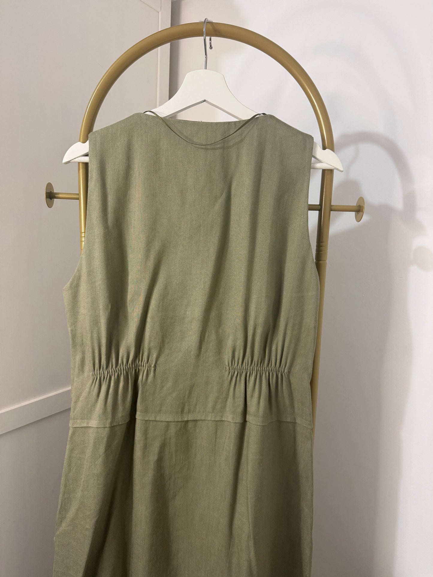 Zara khaki sleeveless midi dress