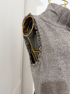     Zara beige tweed dress fabric and seam detail