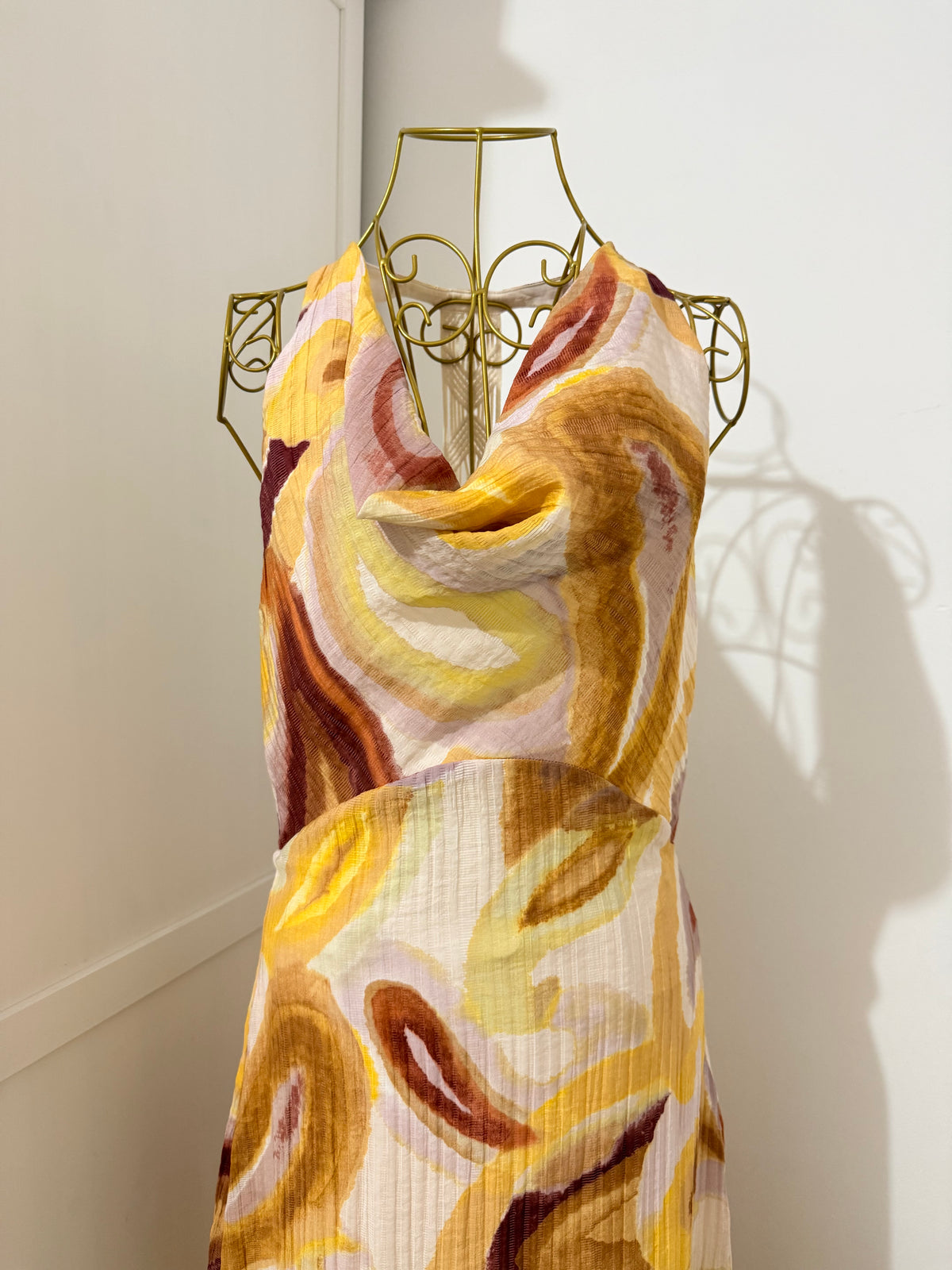 Printed Crochet Sleeveless Midi Dress