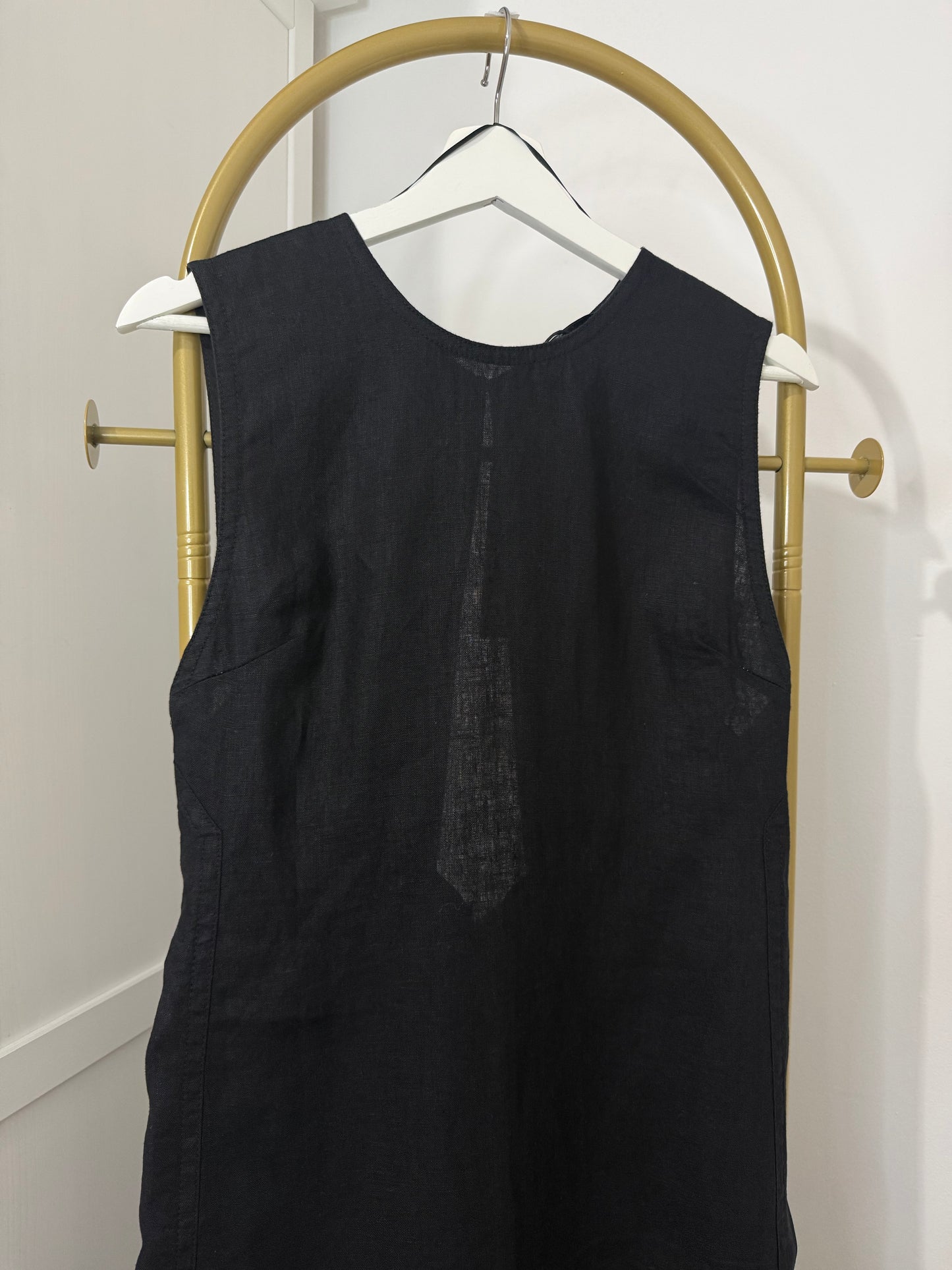 Black linen midi dress