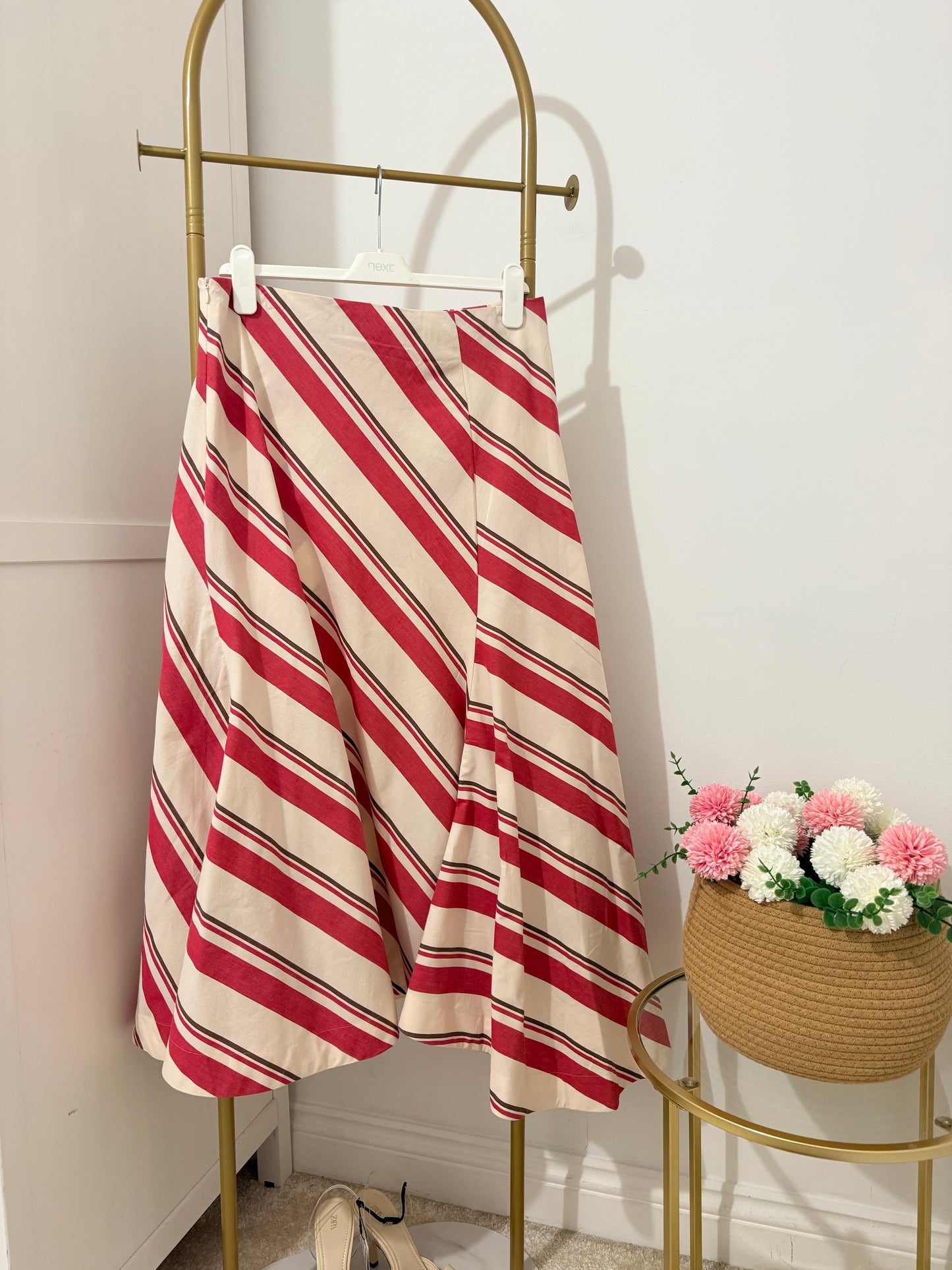 Zara striped asymmetrical midi skirt 4437/243