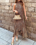 Zara Animal Print Asymmetric Halter Dress  8753/008