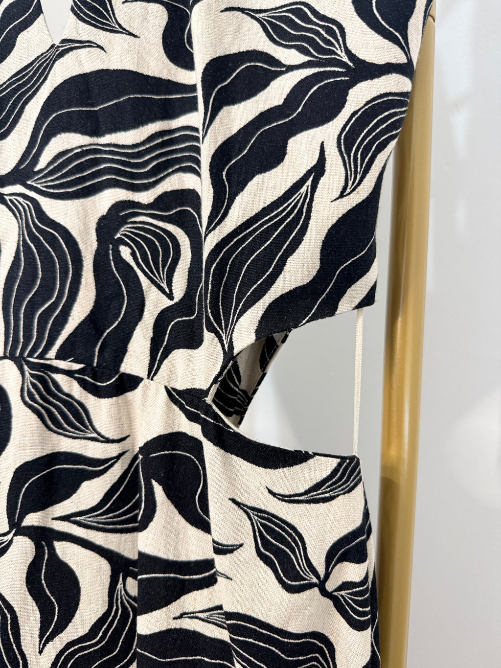Printed Linen Halter Neck Midi Dress