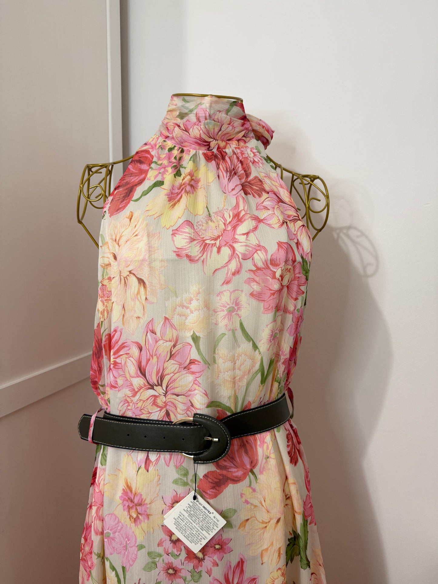 Zara floral belted midi dress 3713/359