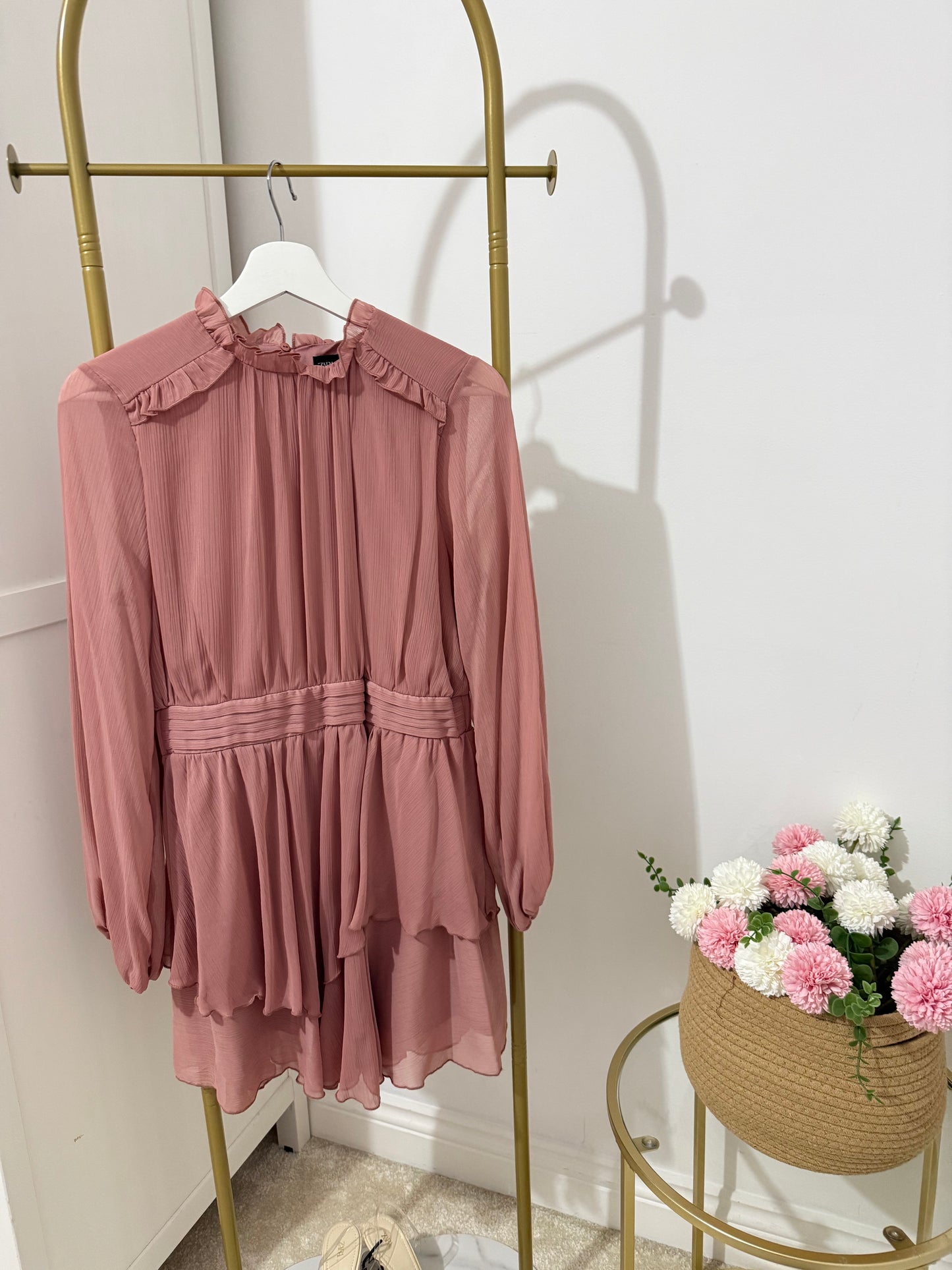Zara pale pink ruffle mini dress 5029/172
