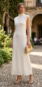 Zara Cream  Embroidered Maxi Dress