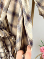 Beige Checked Belted Midi Dress