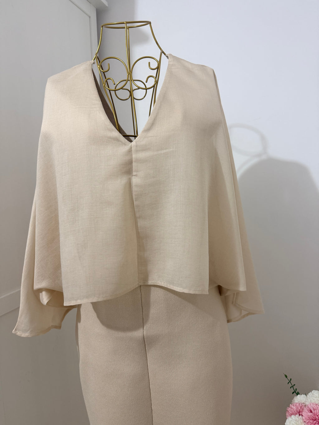 Beige Co Ord Set Top and Skirt