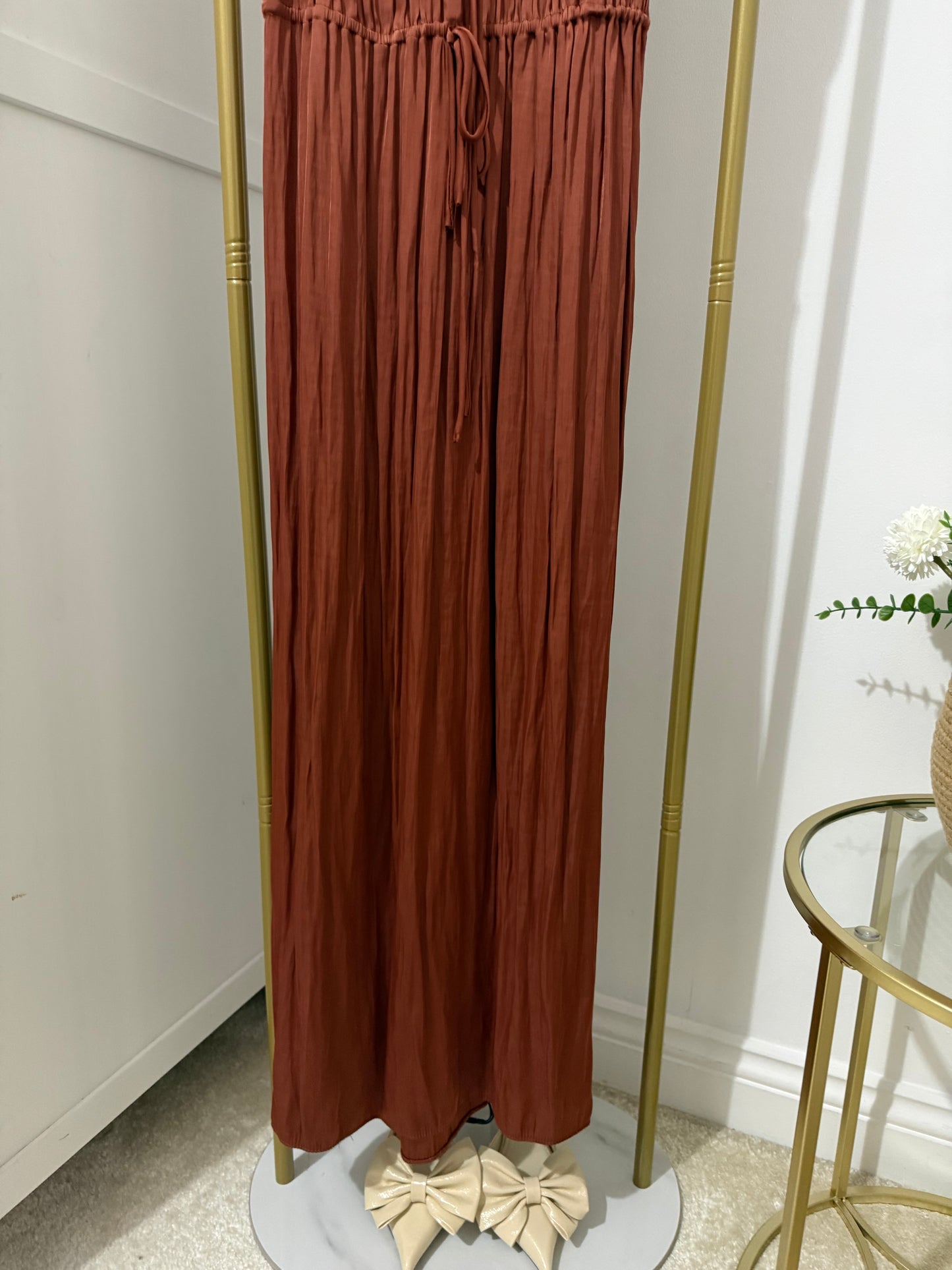 Zara brown satin midi dress