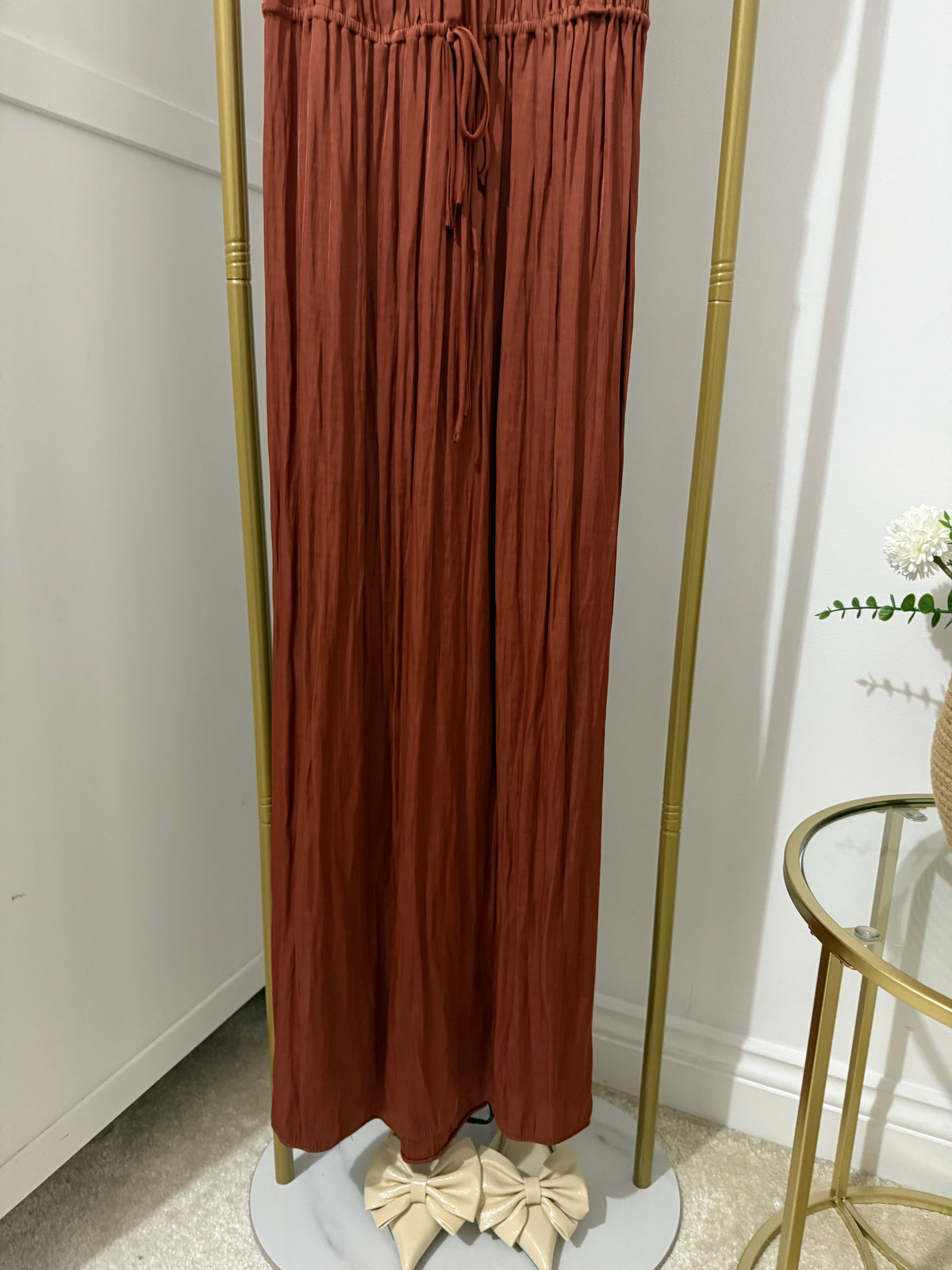 Zara Brown Satin Midi Dress 8681/945