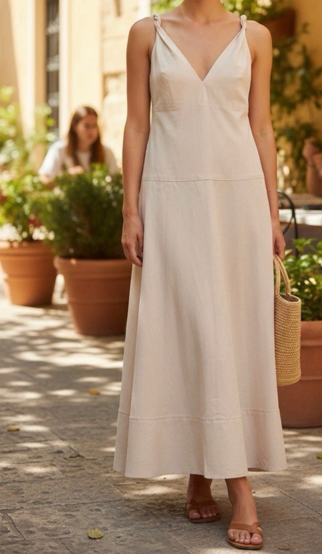 Zara beige sleeveless midi dress 8173/460