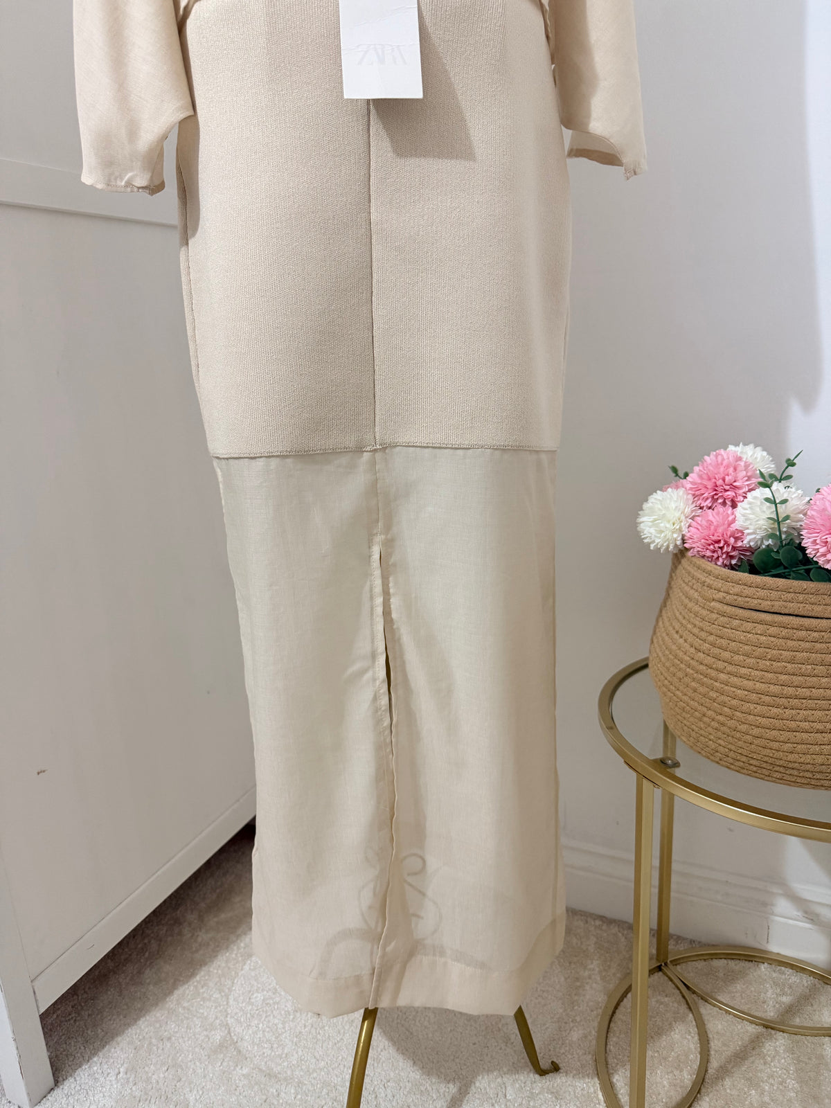 Beige Co Ord Set Top and Skirt