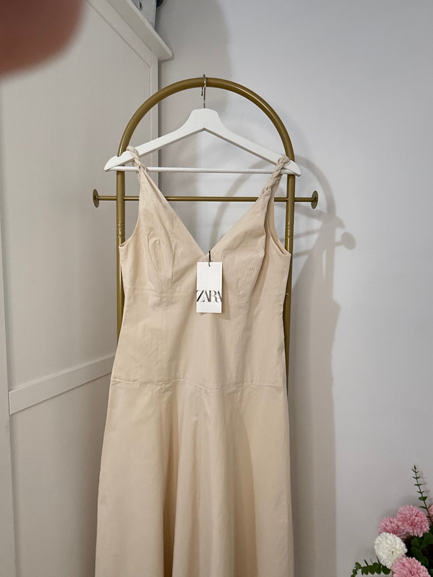 Zara beige sleeveless midi dress 8173/460