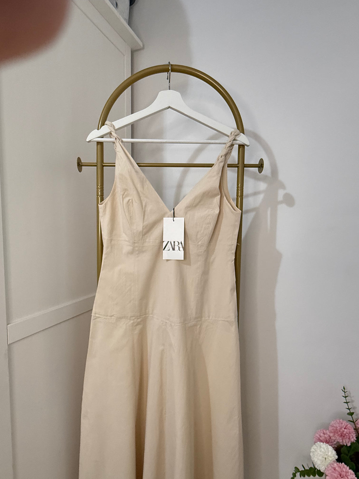 Zara Beige Sleeveless Midi Dress 8173/460